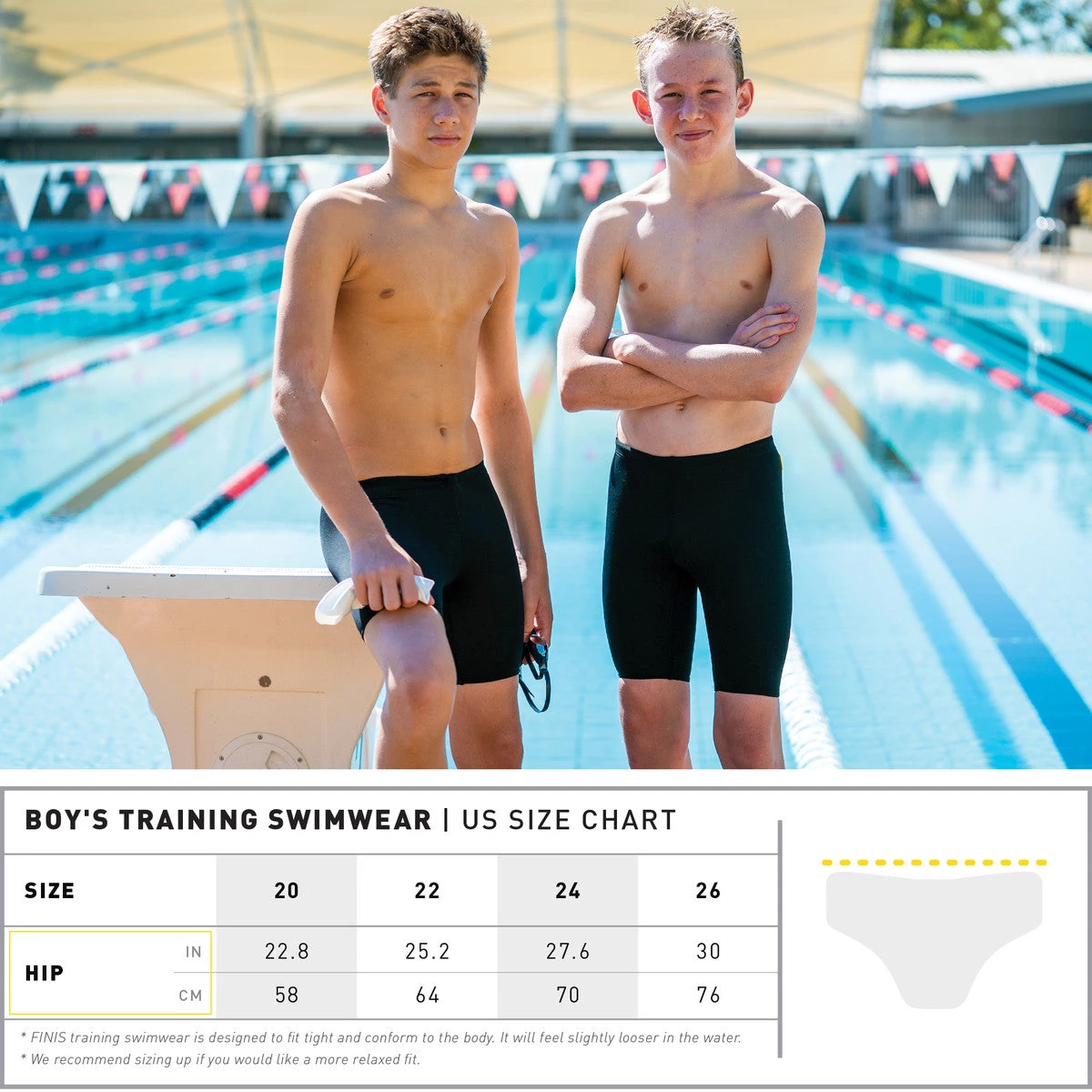 FINIS® Boys Swimwear Youth Black Jammer | Durable Training And Competition Swimwear