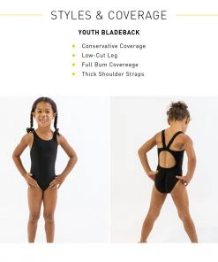 FINIS® YOUTH BLACK BLADEBACK | DURABLE TRAINING AND COMPETITION SWIMWEAR