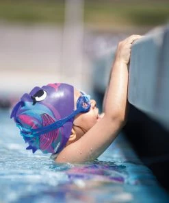 FINIS® Swim Caps Plum Fish | Animal-Shaped Silicone Swim Cap