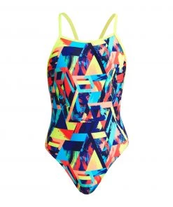 Funkita Girls Swimwear Blocked Bars | Girls Diamond Back One Piece