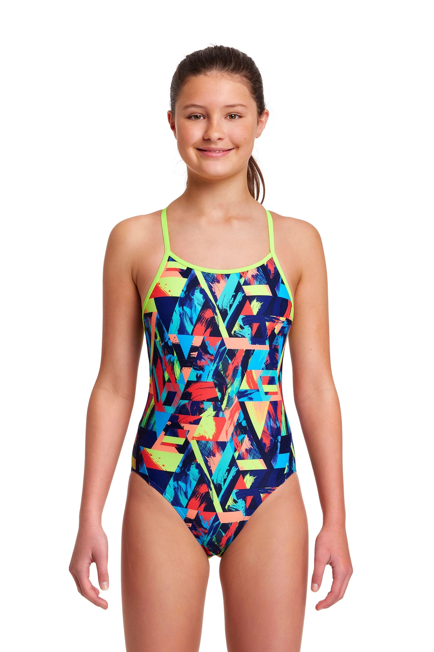 Funkita Girls Swimwear Blocked Bars | Girls Diamond Back One Piece