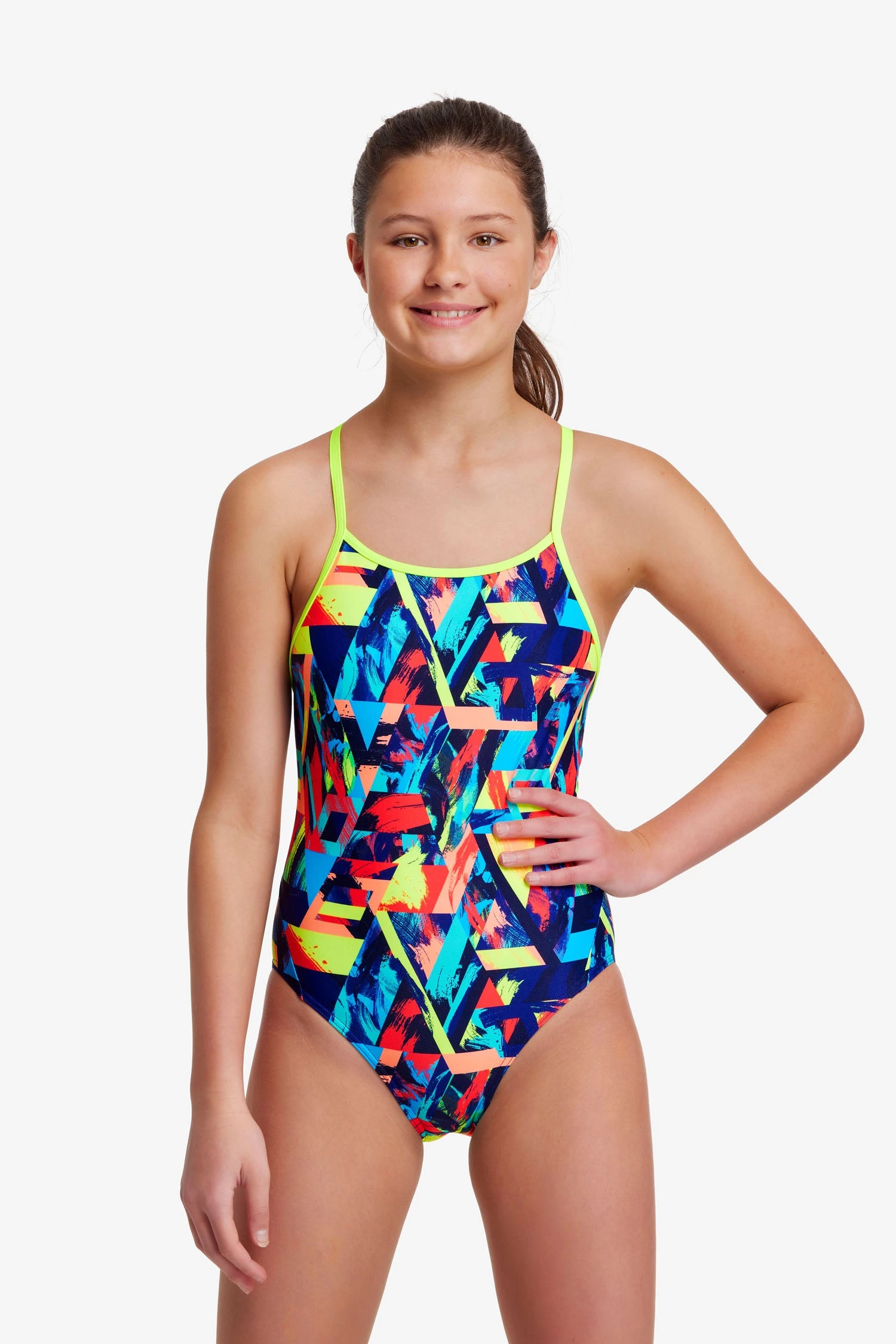 Funkita Girls Swimwear Blocked Bars | Girls Diamond Back One Piece