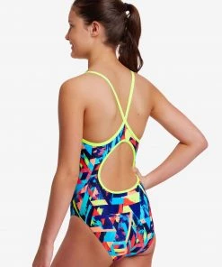 Funkita Girls Swimwear Blocked Bars | Girls Diamond Back One Piece