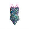 Funkita Girls Swimwear FEATHER FIESTA | GIRLS DIAMOND BACK ONE PIECE