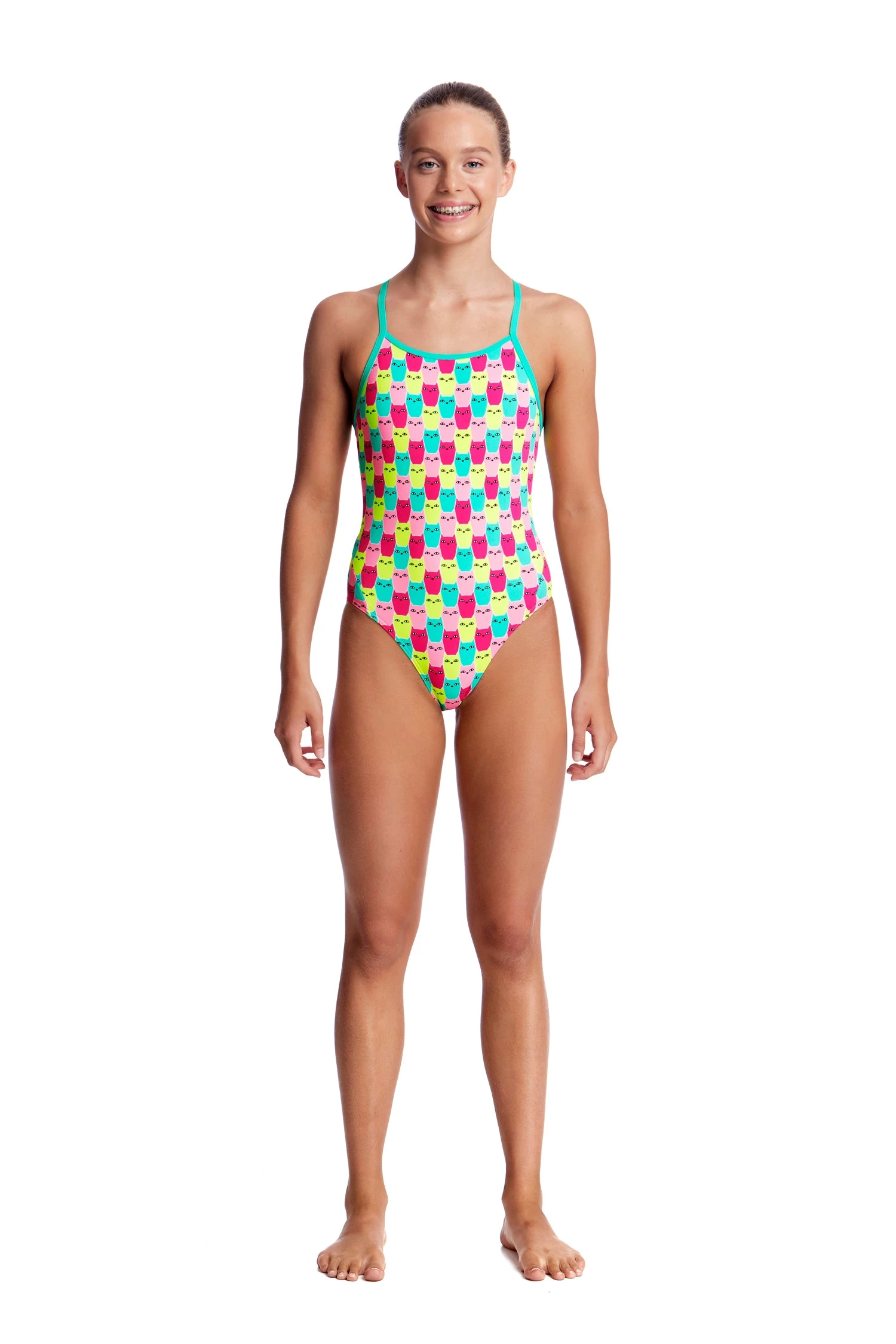 Funkita Girls Swimwear MINTY MITTENS | GIRLS DIAMOND BACK ONE PIECE