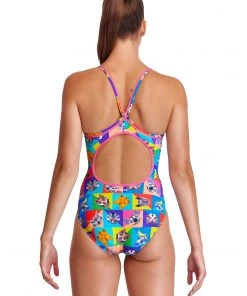 Funkita Women Swimwear Rat Pack | Ladies Diamond Back One Piece