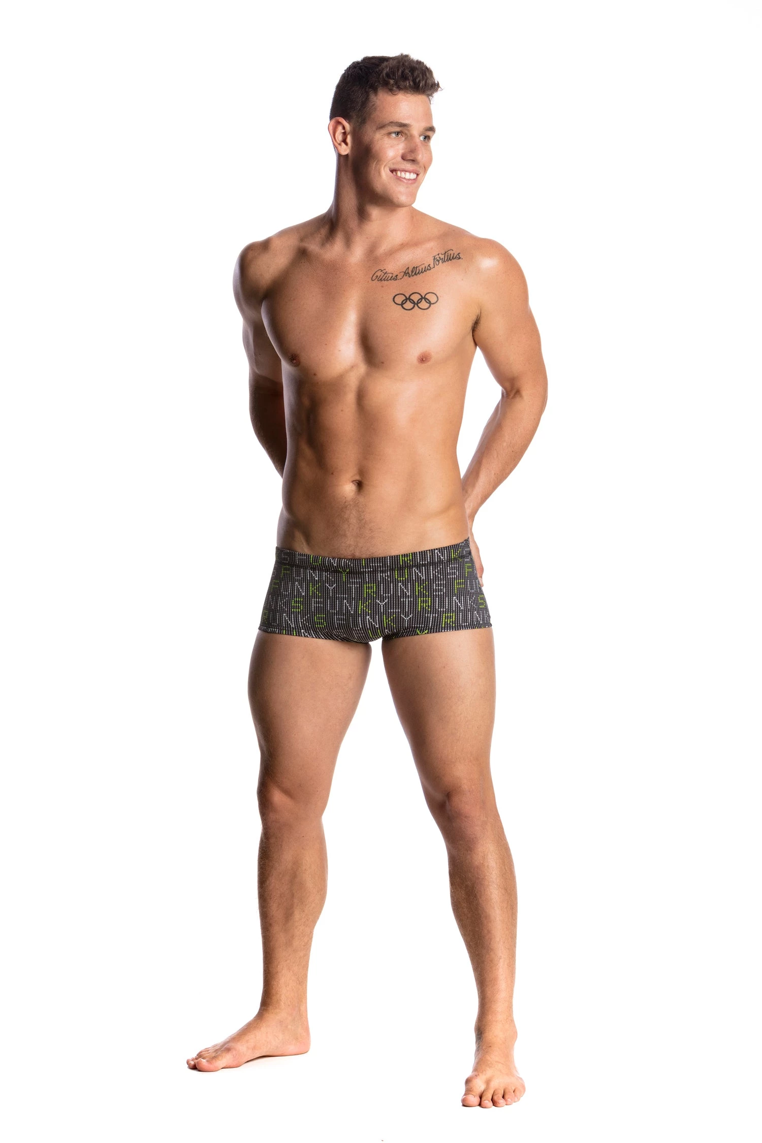 Funky Trunks Men Swimwear BINARY BRO | MENS PLAIN FRONT TRUNKS