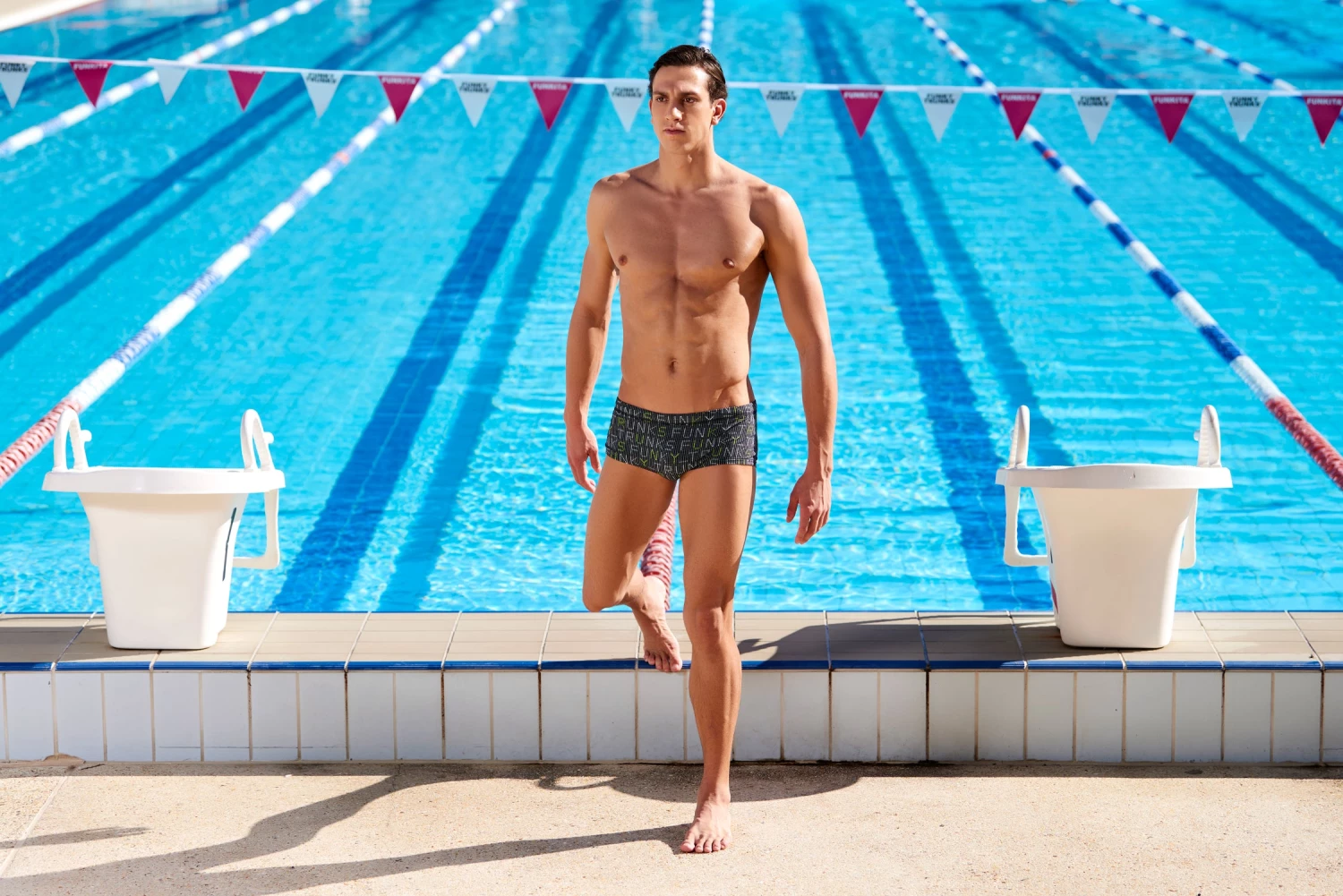 Funky Trunks Men Swimwear BINARY BRO | MENS PLAIN FRONT TRUNKS