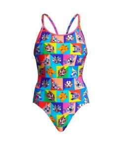 Funkita Women Swimwear Rat Pack | Ladies Diamond Back One Piece